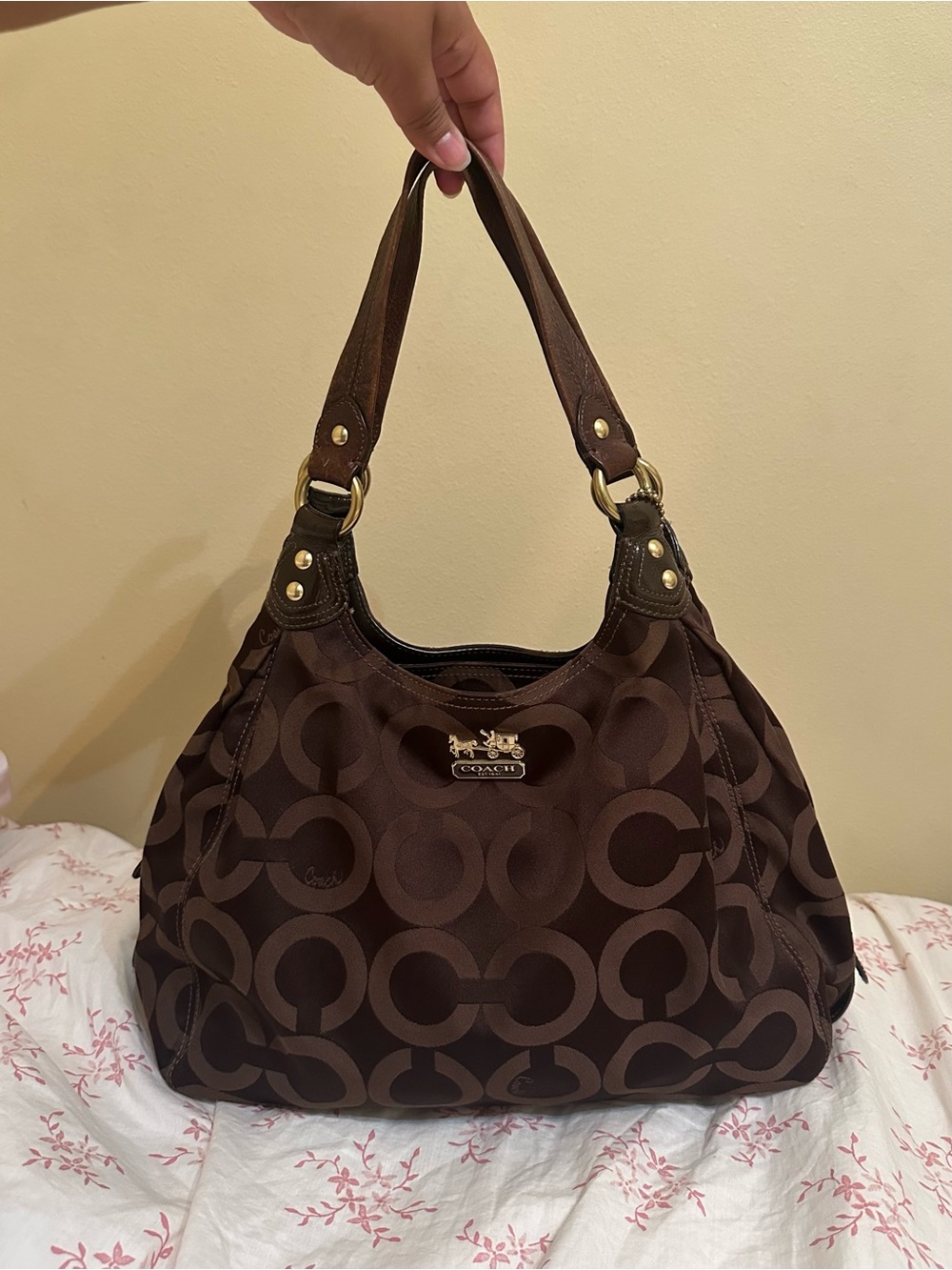 Coach Dark Brown Signature 'C' Shoulder Bag